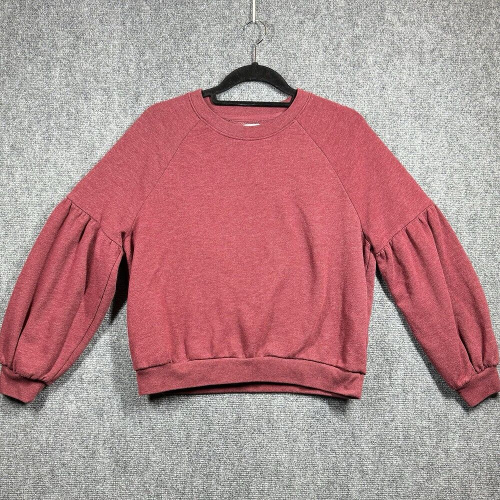 Aerie Burgundy Red Raglan Balloon Long Sleeve Sweatshirt Size Small